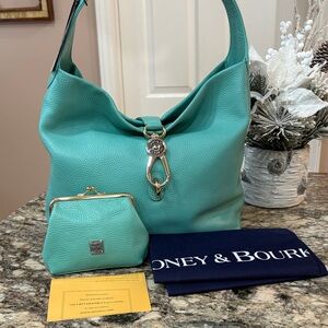 NWT Dooney & Bourke Mint Pebble Leather Logo Lick Shoulder Bag
